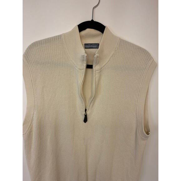 Alan Flusser Mens Vest Size Medium Ivory Golf Sports Normcore Staple Preppy - Picture 3 of 9